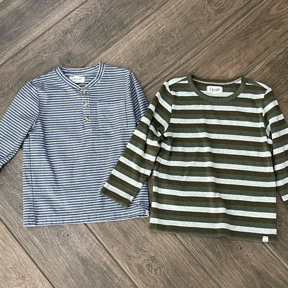 2 Me & Henry Long Sleeve Striped Shirts size 3/4 Y